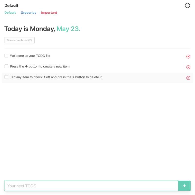 My TODO list app. Yes it is just another todo list, but it focuses mainly on simplicity.